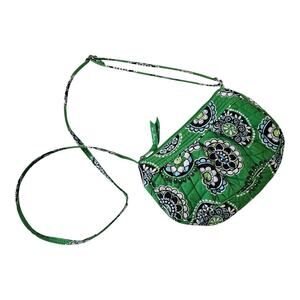 VERA BRADLEY Cupcake ON THE GO Paisley Purse Green Blue Zipper Shoulder Strap
